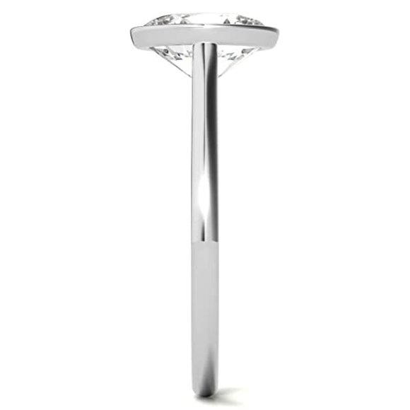 1.50 Carat Oval Cut Lab Created Diamond Solitaire Petite Bezel Engagement Ring - Picture 3 of 7